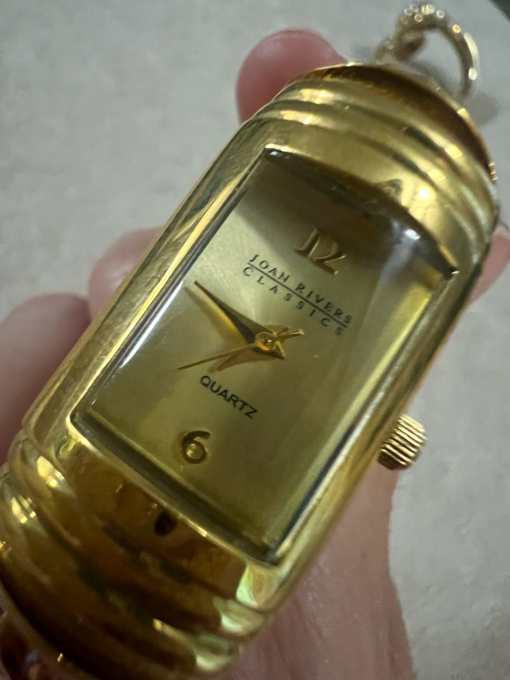 Joan Rivers Red and Gold Enamel Bangle Watch